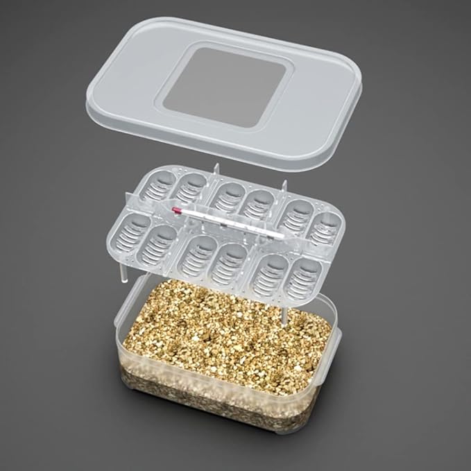 12 Grids Reptiles Eggs Incubator Tray,Incubation Box for ing Snake, Lizards, Gecko Egg,Reptile Breeding Box Reptile Transparent Box Incubator Supplies