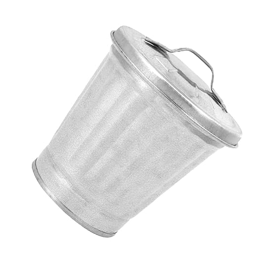 TOYANDONA Galvanized Trash Can Bucket Decorative Garbage Waste Basket Vintage Farmhouse Metal Utility Pail Desktop Garbage Bin Mini Wastebasket Trash Can Holder Flower Pot