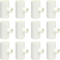 (12 Pack) Chicken Waterer PVC Tee Fittings For Threaded Poultry Watering Cups - Schedule 40 PVC 1/2 inch Slip X 1/2 inch Slip X 1/8 inch FPT