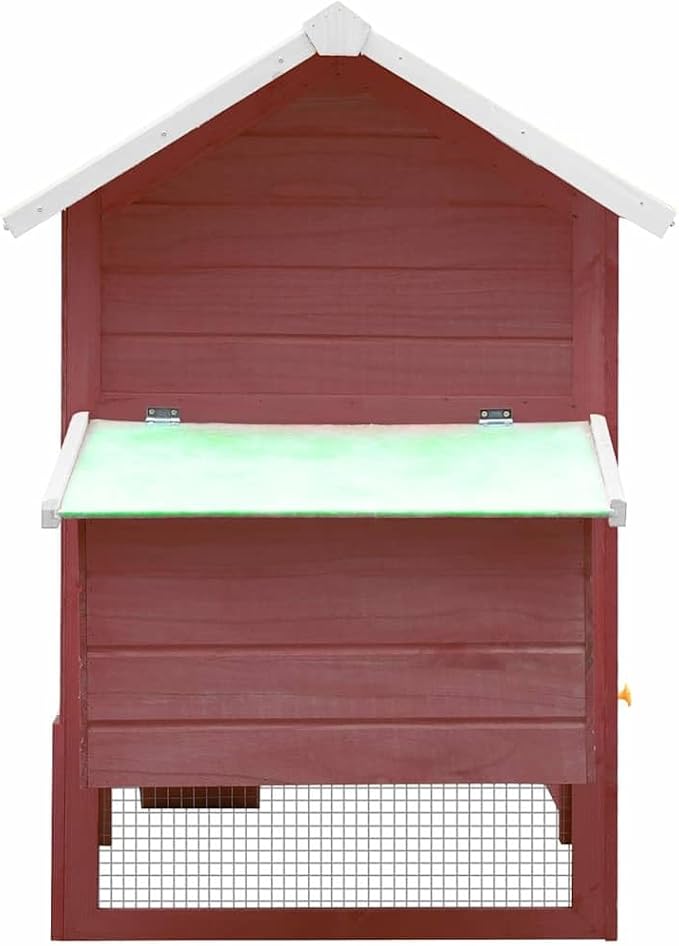 Wooden Rabbit Cage 67 x 67 x 43.3 in Outdoor Hutch Mocha & Green Solid Pine Fir Weatherproof Hutch for Garden Yard Patios