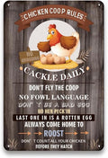 YOYI ART Funny Chicken Coop Rules Sign - Rustic Vintage Metal Chicken Signs, Chicken Coop Decor Sign for Outdoor Farmhouse, Chicken Decor Outdoor for Farm Fence, Chicken Gifts for Women, 8 x 12 inch