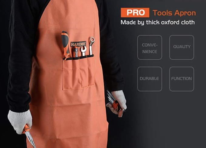 Edward Tools Shop Apron with Pockets - Oxford Apron for Painting, Woodworking, Electrician, Gardening - Easy Access Pockets - Belt with Adjustable Clip