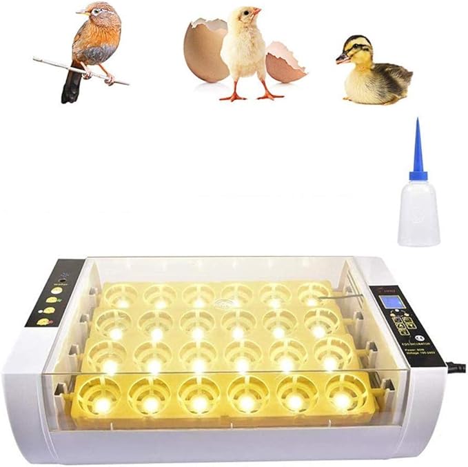 Egg Incubator Automatic Turning with LED Light Temperature Control 24 Digital Eggs Poultry Hatcher for Chicken Duck Goose Quail