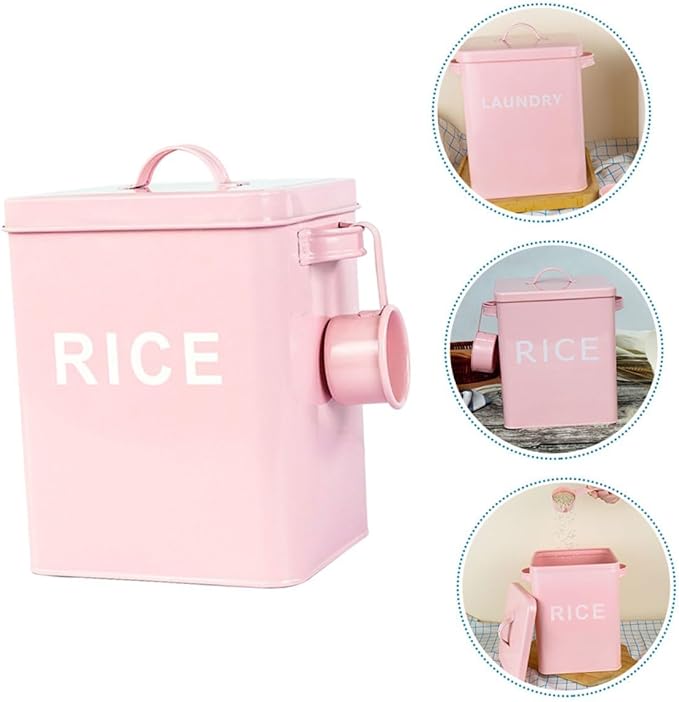 Luxshiny Sealed Pet Food Bucket with Lid and Scoop Iron Pet Food Storage Barrel Large Capacity Moisture-proof