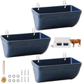 Hanging Chicken Feeder Trough for Goat Sheep Deer Poultry Duck Chicken Fence Feeder Livestock Feeding Container Goats Supplies Feeders Waterer Bucket, 3pack Blue