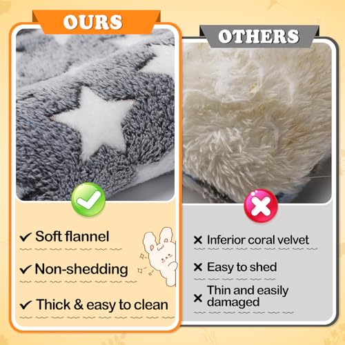 MEWTOGO 15.7" x 14" Bunny Bed for Rabbit Cage - 15.7 x 14In, Gray - Star, Flannel, Thickened & Soft - Image 3
