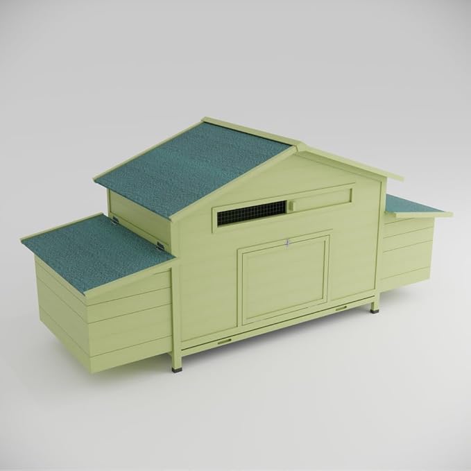 Large Wooden Chicken Coop Outdoor Hen House with 2 Free-Range Doors, 2 Nesting Boxes, and Chicken Perch for Backyard Poultry, 11.12 ft²