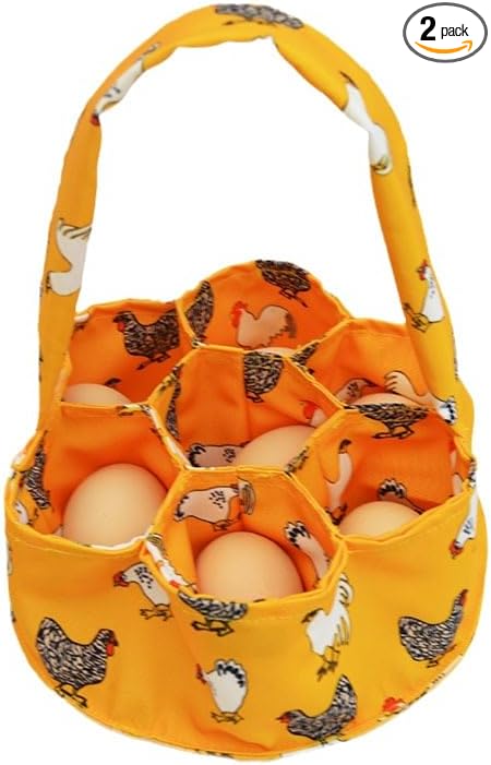 2 Packs Large Egg Collecting & Gathering Basket/Bag (with 7 Pouches) - Fresh, Durable Canvas Apron Egg Holder, Collector & Container for Duck, Chicken, Goose Collection (E)