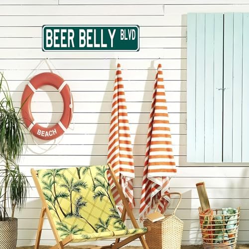 Vintage Beer Belly Wall Sign (4''x16'') - Waterproof, Dustproof Retro Metal Tin Decor for Bar, Cafe & Home"
