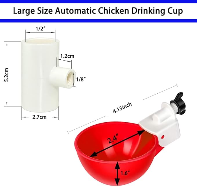 Complete Set Pipeline Automatic Chicken Watering System, 1/2" PVC Tee Fittings & PVC Pipe & Garden Hose, Chicken Water Cups, Poultry Waterer, Automatic Chicken Waterer, Chicken Nipple Waterer