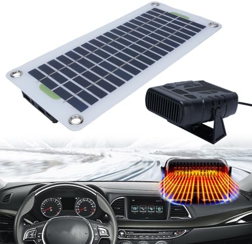 Upgraded Solar Heater for Chicken Coop, 30W Portable Greenhouse and Dog House Rechargeable Sun Panel Kit, Solar Powered Heater for Drying Heating Pet House Warm Wind Gear