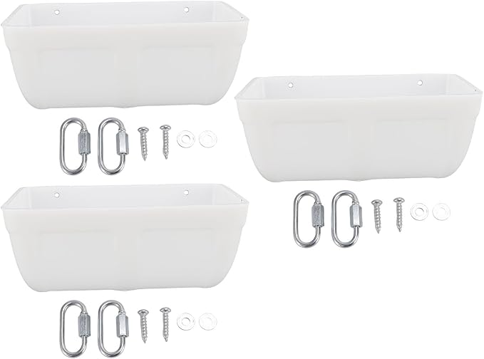 Hanging Poultry Feeder Large Capacity Space Saving Plastic Hanging Chicken Feeder Trough for Farm (White)