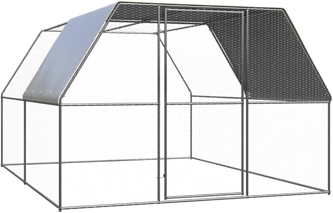 Weatherproof Outdoor Chicken Coop Large Walk-in Enclosure Outdoor Chicken Cage 9.8'x13.1'x6.6' Galvanized Steel for Outdoor Backyard Farm Garden