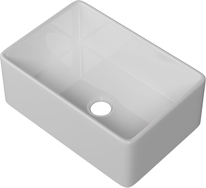 Farmhouse Sink 27 Inch - Small Apron Front Undermount Kitchen Sink Reversible 27"x18"x10", Farm House Style Single Bowl, Heavy Duty Solid Fireclay, White, for Kitchen & Laundry & Small Space