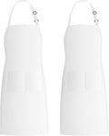 Xornis 2 Pack Bib Aprons with 2 Pockets Kitchen Apron Cooking Chef, White