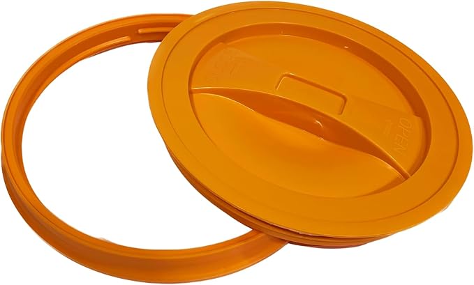 House Naturals 2 Gallon Food Grade - BPA Free Made in USA Buckets Lime Color pails with Screw On Gasket Lids (4, Lime - Orange lids)
