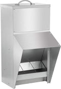 shengyi 11.5-55lbs Galvanized Chicken Feeder - Rat Proof Poultry Feeder with Lid Weatherproof Outdoor Coop Food Dispenser (50lbs 13.8x11x25.6in)