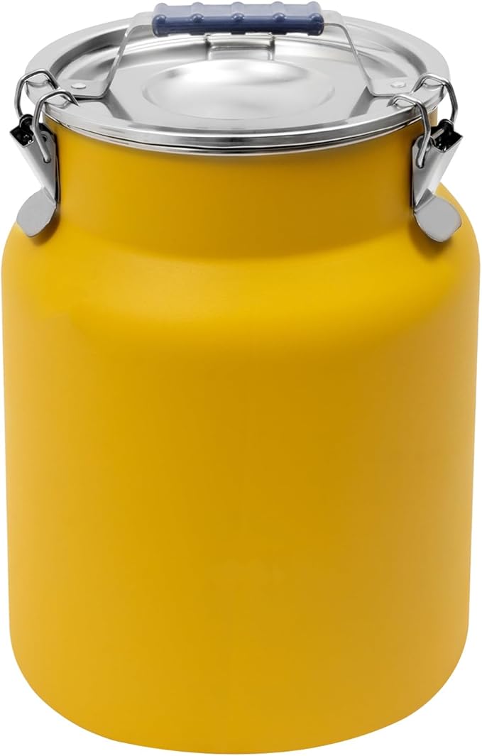 Sealed Rice Storage Container, 12L/3gal Stainless Steel Kitchen Food Storage Bin with Lids Locking Clamp, Airtight Canisters Container for Flour Rice Cereal Grain Coffee Bean (Yellow)