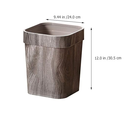 Retro Trash Can Outdoor Litter Box Woven Storage Baskets Decorative Storage Basket Metal Trash Can Bamboo Waste Basket Small Recycling Container Garbage Bin Wood Grain Wastebasket