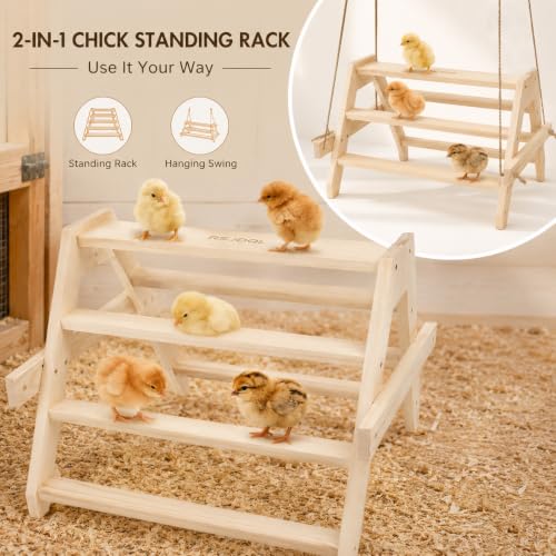 Chicken Perch Roosting Bars for Coop Accessories - 17.5"L x 17.5"W x 13.5"H, natural wood color, for Baby Chicks - Image 6