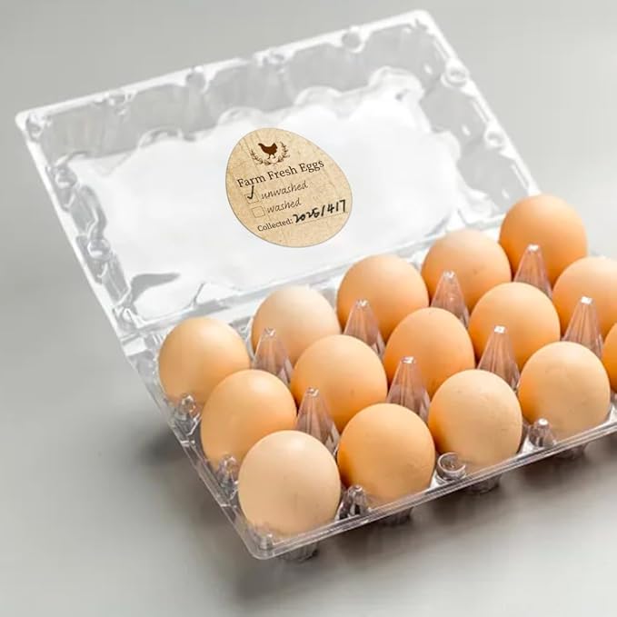 320 Pcs Egg Carton Labels, Washed or Unwashed Egg Sticker Collected Date Writable Irregular PET Adhesive Egg Packaging Sticker for Box Container Carton Farm Supplies, 2x1.7 Inch