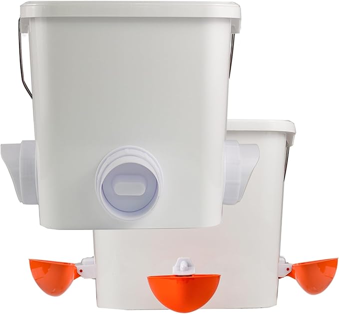 Automatic Chicken Feeder and Waterer Set Hanging Chicken Feeder No Waste Poultry Feeder 3 Gallon Water Feeder