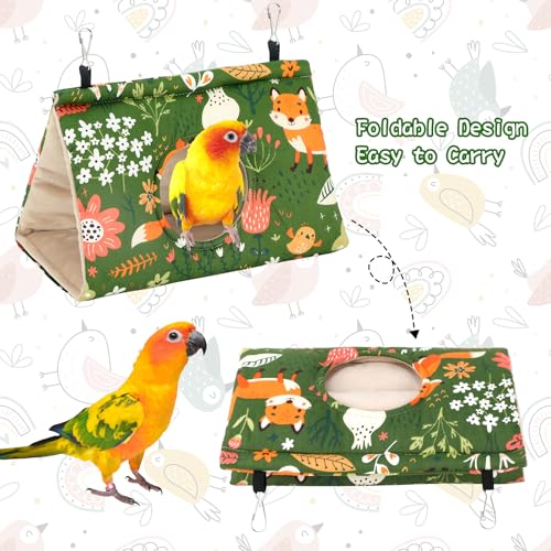 Rypet Bird Nest House, Bird Bed for Cage - Medium (Pack of 1), Green, Cotton, Hanging Hammock Bird Hut - Image 3