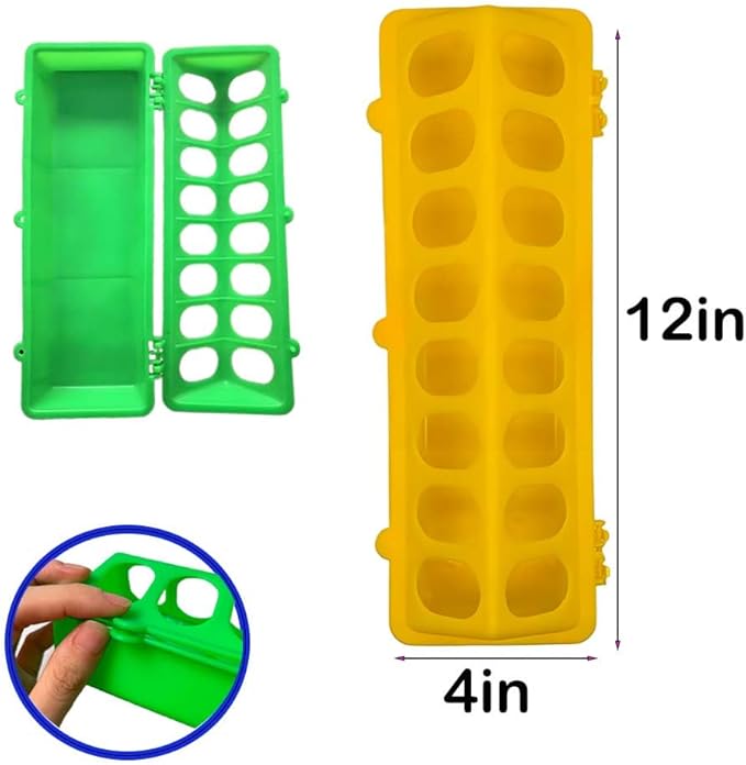 8 Pack Plastic Flip Top Chick Feeders Chicken Feeding Tray Poultry Quail Feeder Drinkder with Hole Trough Tool for Farm Chick Bird Pigeon Ducks Small Chick Grit FeeDuckling Feeder and Waterer Set