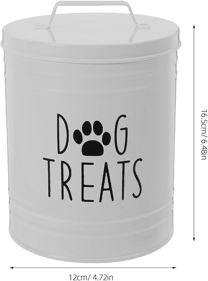 Airtight Metal Dog Food Storage Bin with Lid White Farmhouse Dog Treat Container for Countertop Pet Food Canister