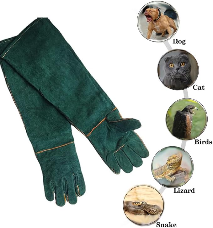 Animal Handling Gloves - 60CM Durable Bite & Scratch Resistant Gloves for Bathing, Grooming, Welding, Handling Dogs, Cats, Birds, Snakes, Parrots, Lizards, Reptiles