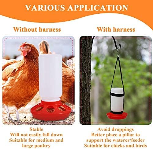 2 Packs Chick Feeder and Waterer Kit 1L Chick Feeder and 1L Chick Waterer Chicken Feeder and Hanging Chicken Waterer for Poultry Farm Chick Water Food Feeder