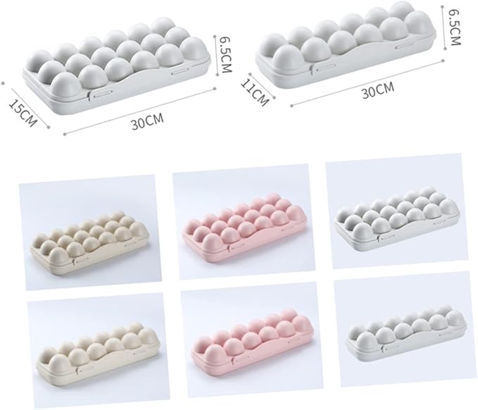 STOBOK Stackable 12 Grids Egg Storage Container for Refrigerator Shatterproof Egg Holder Removable Tray