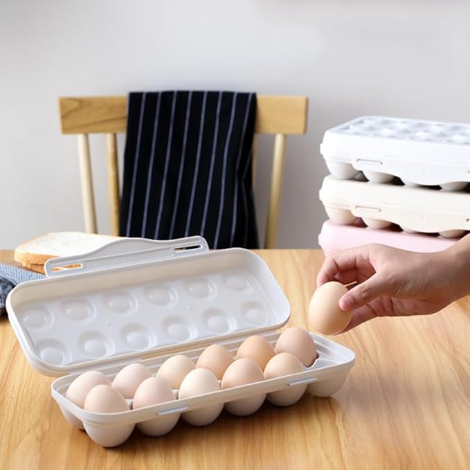 UPKOCH Stackable Egg Storage Box for Refrigerator Portable 18-Count Plastic Egg Holder with Lid Anti-Collision Shatterproof Container for Kitchen Organization