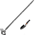 Hoe Garden Tools, 51Inch Gardening Tools for Weeding, Heavy Duty Stainless Steel 4 Tine Hand Garden Rake Cultivator, for Flower Beds, Patio, Garden Loosening Soil Weeding Digging