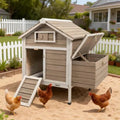 Chicken Coop Outdoor, Wooden Chicken House with 2 Nesting Boxs, Poultry Cage with Leak-Proof Pull-Out Tray, Lockable Ramp Door, Roosting Bars, Easy Assembly（36.2" L x 26" W x 38.3" H