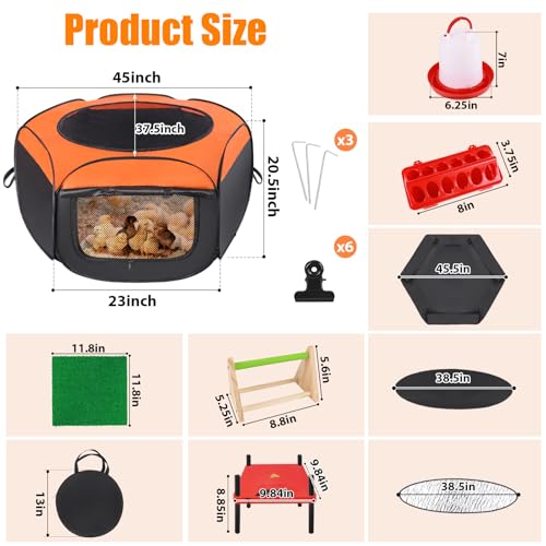 Phoncoo Brooder Box for Chick, Chick Starter Kit with Brooder Heating Plate - Oxford cloth & mesh fabric & metal - Image 3