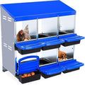 [6-Pack] Chicken Nesting Boxes for Hens - Galvanized Steel Wall Mount or Freestanding Chicken Nest, Removable Plastic Egg Tray & Ventilation Holes - Poultry Nesting Boxes for Egg Laying (Blue)