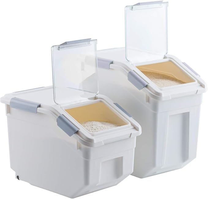 CITY BABY 2 Pack Airtight Flour Storage Container With Scoop,Dry Food, Sugar, Baking Supplies,Rice Container Set -BPA Free- Pet Food Storage Container,Dog Cat Birds Food Bin(20 lb)