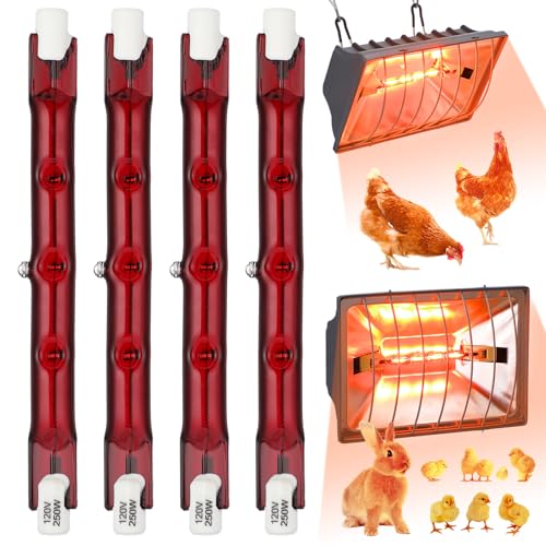 Tujoe 4 Pcs 250w Chicken Coop Heat Lamp Replacement for Pets Brooder Heater - mainly glass by Tujoe