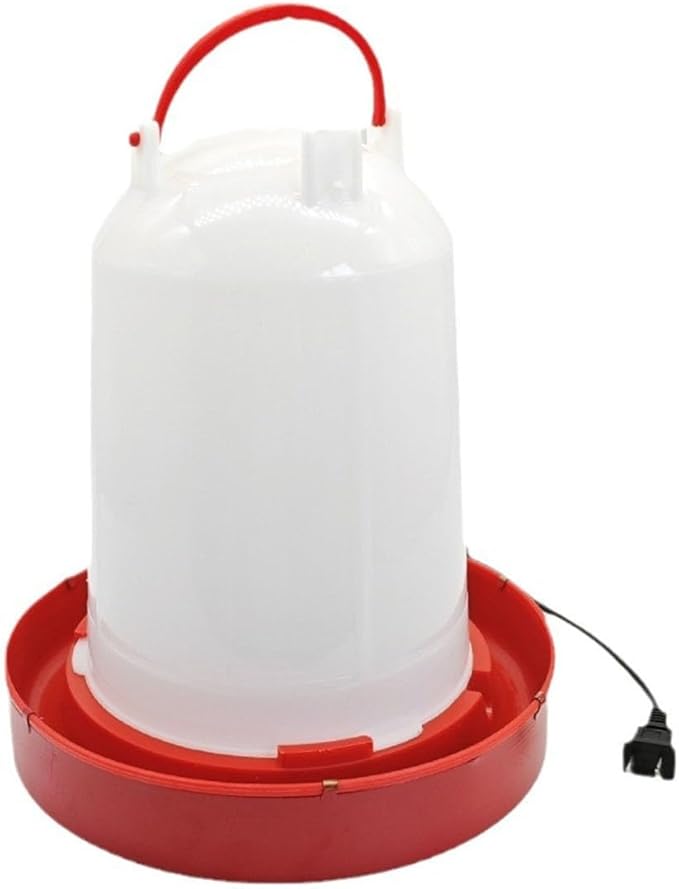 Heated Chicken Waterer, Thermostatically Controlled Heated 6L Outdoor Hanging Heated Poultry Waterer, Chicken Water Heater for Winter Chickens Duck Goose Turkey Coop (red_1pc, 11.02inch)