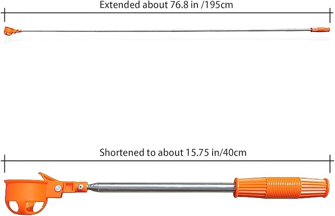 Egg Grabber Telescopic Tool - Stainless Steel, Extendable Egg Nut Collector | Long Reach Grabber For Chicken Coops Poultry Houses Farms Yards Gardens, Multi-Functional Outdoor Eggs Picker, Easy Harves
