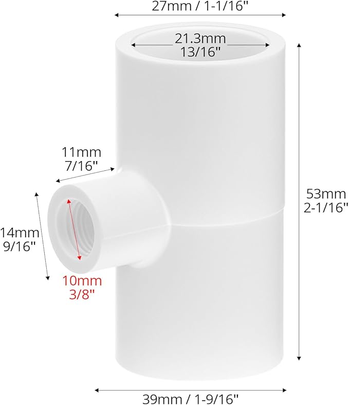 QWORK Chicken Waterer PVC Tee Fittings, 20 Pack PVC Pipe Fitting, Fully Automatic for Threaded Poultry Drinker, White
