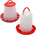 Chick Feeder and Waterer Kit, 1.5kg Chick Feeder and 1.5L Chick Waterer for Poultry Duck Quail Hanging Poultry Plastic Containers for Outdoor