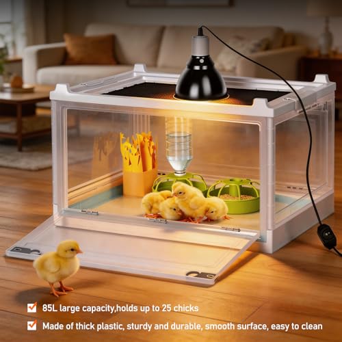 Chick Brooder Box with Adjustable Heat Lamp, Waterer & Feeder - white, Metal & Plastic - Image 4