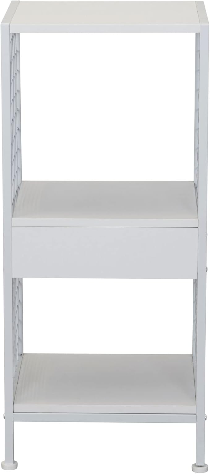 Household Essentials Trellis Open Storage Bookshelf with 2 Cube Compartments Scandinavian White and White Metal