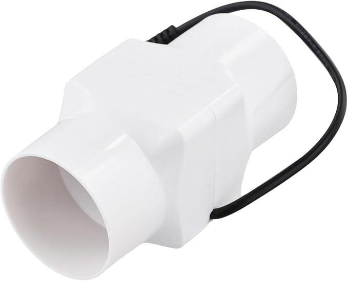 Duct Fan 12V 6W 2-Inch Inline Exhaust Blower, Quiet 38dB PVC Ventilation Fan for Kitchen, Bathroom, Chicken Coop, Warehouse Air Circulation, for 12V Solar Panel or Adapter(White)