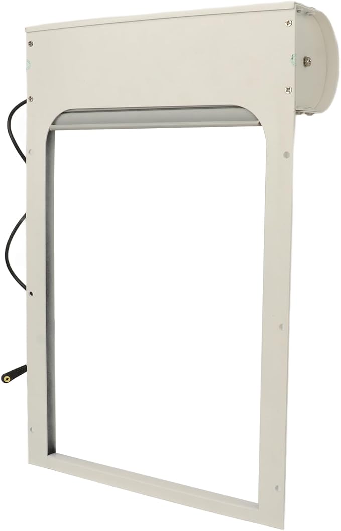Zerodis Automatic Chicken Coop Door, Solar Powered Opener with Timer and Light Sensor, Programmable LED Display Controller, Iron Metal Frame and Plastic Panel for Chicken Duck Goose (White)