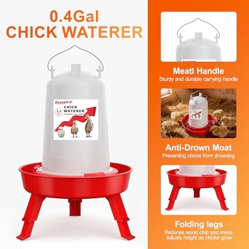 2-in-1 Chick Starter Set: Top Filling 0.8 Gal Feeder & 0.4 Gal Waterer Red - BPA-Free Plastic (Semi-Transparent), 6.6 pounds - Image 3