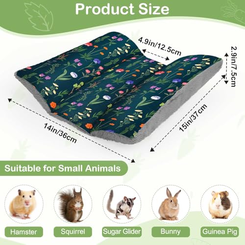 15"x14" Soft Plush Rabbit Bed Washable Cuddle Mat for Small Pets - Medium, Dark Green Flowers, Polyester - Image 6