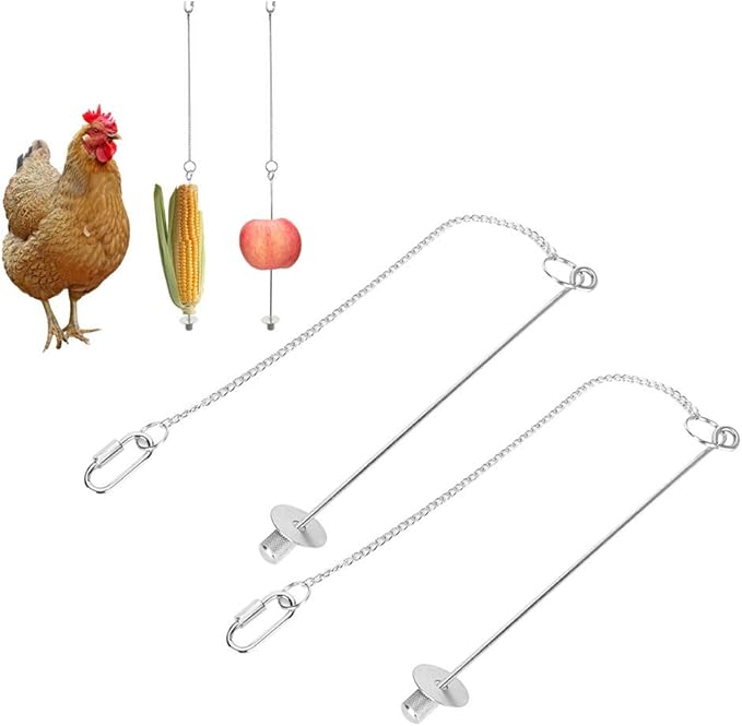 FILFEEL Chicken Feeder, 60cm Chicken Accessories Hanging Feeder with Stainless Steel Hanging Chain Hook for Hens Large Birds Pet